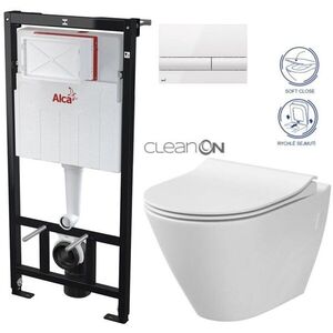 Předstěnový instalační systém s bílým tlačítkem M1710 + WC CERSANIT CLEANON CITY AM101/1120 M1710 CI1 obraz