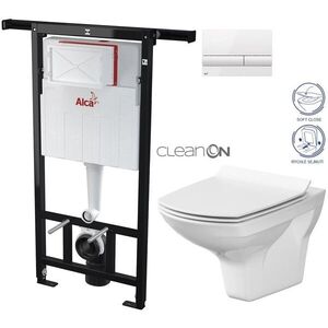 Předstěnový instalační systém s bílým tlačítkem M1710 + WC CERSANIT CLEANON CARINA + SEDÁTKO AM102/1120 M1710 CA3 obraz