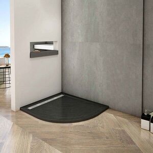 H K BLACK STAR sprchová vanička z litého mramoru, čtvrtkruh, 90x90x3 SE-BLACKSTAR99RSET obraz