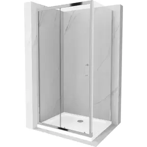 MEXEN/S Apia sprchový kout posuvný 100x90, sklo transparent, chrom + vanička 840-100-090-01-00-4010 obraz