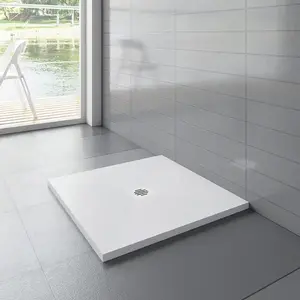 H K WHITE STAR sprchová vanička z litého mramoru, čtvercová 80x80x3 SE-WHITESTAR8080SET obraz