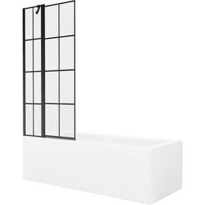 MEXEN/S Cubik obdélníková vana 170 x 70 cm s panelem + vanová zástěna 80, černá vzor 550317070X9408117077 obraz