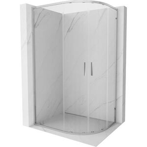 MEXEN/S Exo čtvrtkruhový asymetrický posuvný sprchový kout 90 x 80, transparent, chrom 8132-090-080-01-00 obraz