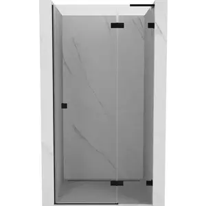 MEXEN/S Lunar L sprchové dveře křídlové pravé 90, transparent, černá 834L-090-000-70-00-P obraz