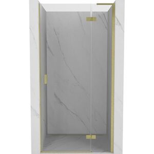MEXEN/S Mist-H L sprchové dveře křídlové pravé 75, transparent, zlatá kartáčovaná 8A5L-075-000-55-00-P obraz