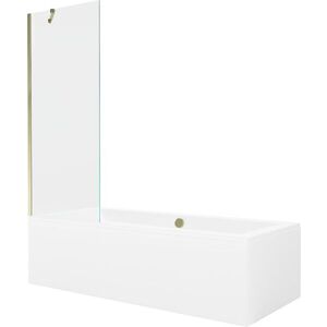 MEXEN/S Cube obdélníková vana 170 x 80 cm s panelem + vanová zástěna 70, transparent, zlatá 550517080X9507000050 obraz