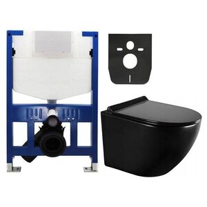 MEXEN/S WC předstěnová instalační sada Fenix XS-F s mísou WC Lena + sedátko softclose, černá lesk 68030224070 obraz