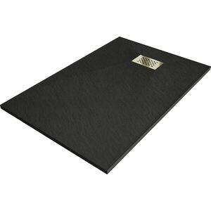 MEXEN/S Hugo sprchová vanička SMC 100x90, černá, krytka zlatá 42709010-G obraz