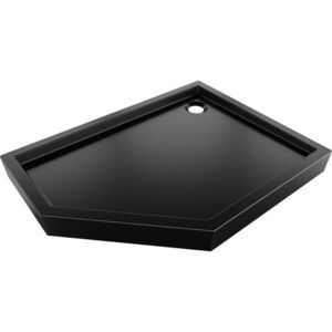 MEXEN Flow+ pětiboká sprchová vanička pravá 90 x 80, černá mat 46P708090RH obraz