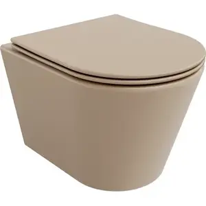 MEXEN RICO závěsná WC mísa včetně sedátka s slow-slim, duroplast, cappuccino mat 30724064 obraz