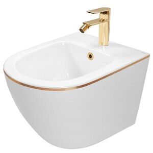 REA Závěsný bidet Carlo Mini White Gold Edge REA-C6990 obraz