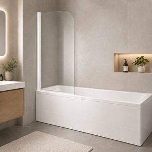 OLSEN SPA Vanová zástěna LUCCA Barva rámu Bílá, Materiál Hliník, Rozměr A 76, Rozměr C 130, Směr zavírání Univerzální Levé / Pravé, Výplň Čiré bezpečnostní sklo 6 mm OLVLUC76 obraz