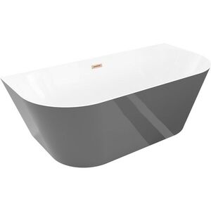 MEXEN/S Oval Slim volně stojící vana nástěnná 170 x 80, bílá/šedá, sifon a přepad měď kartáčovaná 52661708062-65 obraz