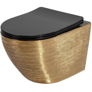 REA Závěsná WC mísa Carlo Mini Tornado Black Brush Gold REA-C4330 obraz