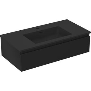 MEXEN/S Orio koupelnová skříňka 90 cm s umyvadlem Otis, 1 šuplík, černá mat 91A10-09023-1-BF71-W18M71 obraz