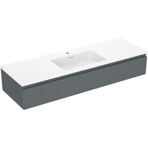 MEXEN/S Rivel koupelnová skříňka 140 cm s umyvadlem Otis, 1 šuplík, reliéf , grafit mat/bílá mat 91A20-14023-1-BF66-W18M0 91A20-14023-1-BF66-W18M01 obraz