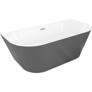 MEXEN/S Oris volně stojící vana nástěnná reliéf 150 x 75, bílá/šedá, sifon a přepad chrom 52871507562-01 obraz