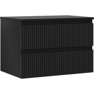 MEXEN/S Rivel koupelnová skříňka pod umyvadlo 70 cm s deskou, 2 zásuvky, reliéf , černá mat 91A20-07047-2-BFFC71 obraz