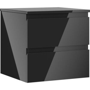 MEXEN/S Orio koupelnová skříňka pod umyvadlo 50 cm s deskou, 2 zásuvky, černá lesk 91A10-05047-2-BFFC70 obraz