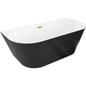 MEXEN/S Oris volně stojící vana nástěnná reliéf 150 x 75, bílá/černá, sifon a přepad zlatá 52871507575-50 obraz
