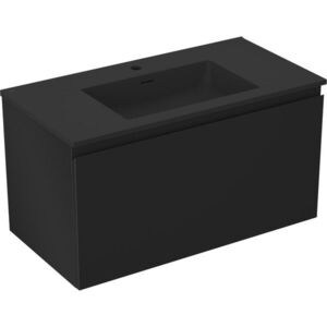 MEXEN/S Orio koupelnová skříňka 90 cm s umyvadlem Otis, 1 šuplík, černá mat 91A10-09047-1-BF71-W18M71 obraz