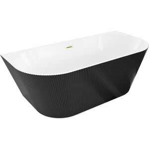MEXEN/S Oris volně stojící vana nástěnná reliéf 150 x 75, bílá/černá, sifon a přepad zlatá kartáčovaná 52871507575-55 obraz