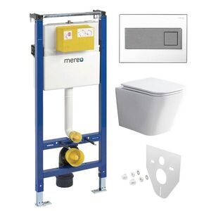 Mereo WC set Rimless WC hranaté, modul pro sádrokarton, hranaté tlačítko bílá/chrom MM02NSETRS330 obraz