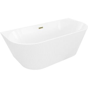 MEXEN/S Oris volně stojící vana nástěnná reliéf 170 x 80, bílá, sifon a přepad zlatá kartáčovaná 52871708000-55 obraz