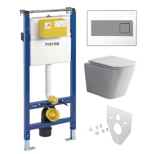 Mereo WC set Smart flush rimless WC hranaté, modul pro sádrokarton, hranaté tlačítko bílá/chrom MM02NSETRT330 obraz