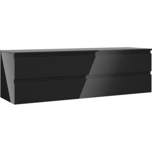 MEXEN/S Orio koupelnová skříňka pod umyvadlo 160 cm s deskou, 2 zásuvky, černá lesk 91A10-16047-2-BFFC70 obraz