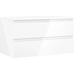 MEXEN/S Orio koupelnová skříňka pod umyvadlo 90 cm s deskou, 2 zásuvky, bílá lesk 91A10-09047-2-BFFC00 obraz