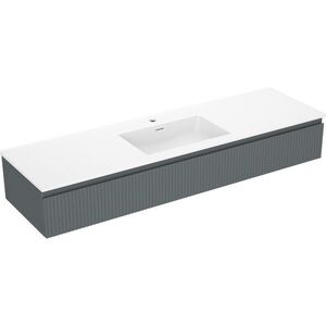 MEXEN/S Rivel koupelnová skříňka 160 cm s umyvadlem Otis, 1 šuplík, reliéf , grafit mat/bílá mat 91A20-16023-1-BF66-W18M0 91A20-16023-1-BF66-W18M01 obraz