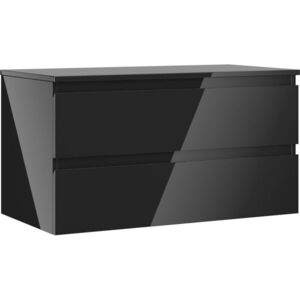 MEXEN/S Orio koupelnová skříňka pod umyvadlo 90 cm s deskou, 2 zásuvky, černá lesk 91A10-09047-2-BFFC70 obraz