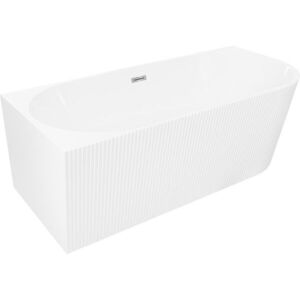 MEXEN/S Silo volně stojící rohová vana levá reliéf 150 x 75, bílá, sifon a přepad chrom 52891507500L-01 obraz
