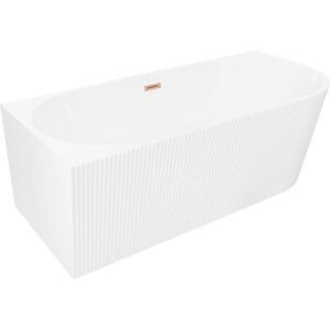 MEXEN/S Silo volně stojící rohová vana levá reliéf 150 x 75, bílá, sifon a přepad měď kartáčovaná 52891507500L-65 obraz