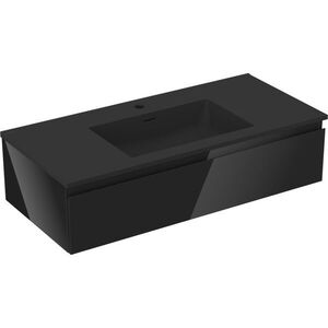 MEXEN/S Orio koupelnová skříňka 100 cm s umyvadlem Otis, 1 šuplík, černá lesk/černá mat 91A10-10023-1-BF70-W18M71 obraz