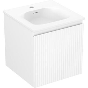 MEXEN/S Rivel koupelnová skříňka 45 cm s umyvadlem Vela, 1 šuplík, reliéf , bílá mat 91A20-04547-1-BF01-W23M01 obraz
