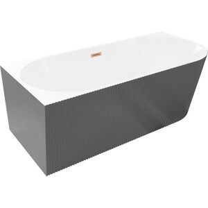 MEXEN/S Silo volně stojící rohová vana levá reliéf 150 x 75, bílá/šedá, sifon a přepad měď kartáčovaná 52891507562L-65 obraz