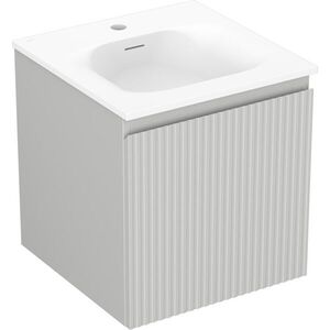 MEXEN/S Rivel koupelnová skříňka 45 cm s umyvadlem Vela, 1 šuplík, reliéf , šedá mat/bílá mat 91A20-04547-1-BF62-W23M01 obraz