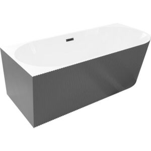 MEXEN/S Silo volně stojící rohová vana levá reliéf 150 x 75, bílá/šedá, sifon a přepad černá 52891507562L-70 obraz