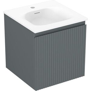 MEXEN/S Rivel koupelnová skříňka 45 cm s umyvadlem Vela, 1 šuplík, reliéf , grafit mat/bílá mat 91A20-04547-1-BF66-W23M01 obraz