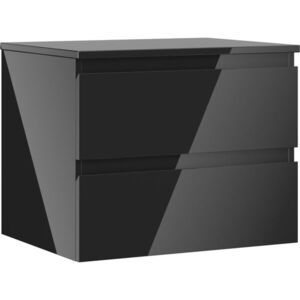 MEXEN/S Orio koupelnová skříňka pod umyvadlo 60 cm s deskou, 2 zásuvky, černá lesk 91A10-06047-2-BFFC70 obraz