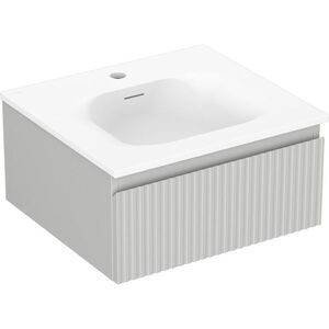 MEXEN/S Rivel koupelnová skříňka 50 cm s umyvadlem Vela, 1 šuplík, reliéf , šedá mat/bílá mat 91A20-05023-1-BF62-W23M01 obraz