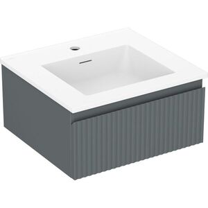 MEXEN/S Rivel koupelnová skříňka 50 cm s umyvadlem Otis, 1 šuplík, reliéf , grafit mat/bílá mat 91A20-05023-1-BF66-W18M01 obraz