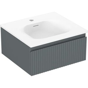 MEXEN/S Rivel koupelnová skříňka 50 cm s umyvadlem Vela, 1 šuplík, reliéf , grafit mat/bílá mat 91A20-05023-1-BF66-W23M01 obraz
