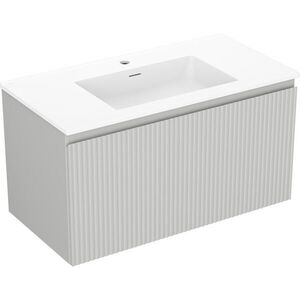 MEXEN/S Rivel koupelnová skříňka 90 cm s umyvadlem Otis, 1 šuplík, reliéf , šedá mat/bílá mat 91A20-09047-1-BF62-W18M01 obraz