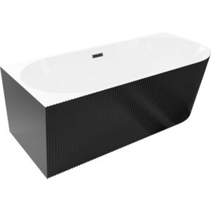 MEXEN/S Silo volně stojící rohová vana levá reliéf 150 x 75, bílá/černá, sifon a přepad černá 52891507575L-70 obraz