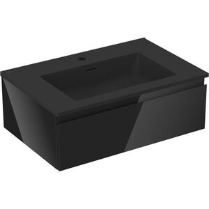 MEXEN/S Orio koupelnová skříňka 70 cm s umyvadlem Otis, 1 šuplík, černá lesk/černá mat 91A10-07023-1-BF70-W18M71 obraz