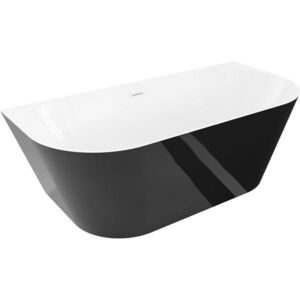 MEXEN/S Oval Slim volně stojící vana nástěnná 170 x 80, bílá/černá, sifon a přepad bílá 52661708075-20 obraz