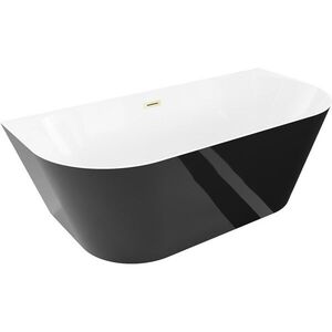 MEXEN/S Oval Slim volně stojící vana nástěnná 170 x 80, bílá/černá, sifon a přepad zlatá kartáčovaná 52661708075-55 obraz
